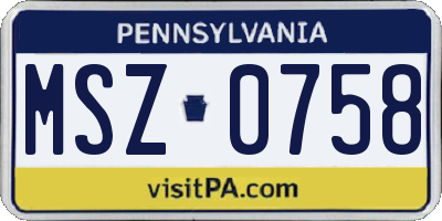 PA license plate MSZ0758