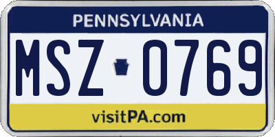 PA license plate MSZ0769
