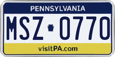 PA license plate MSZ0770