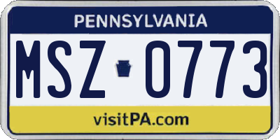 PA license plate MSZ0773