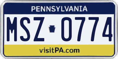 PA license plate MSZ0774