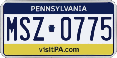 PA license plate MSZ0775