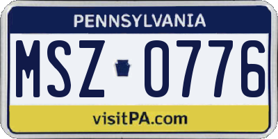 PA license plate MSZ0776