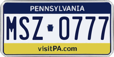 PA license plate MSZ0777