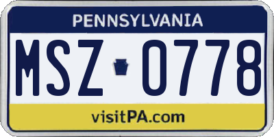 PA license plate MSZ0778
