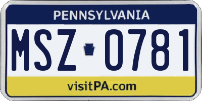 PA license plate MSZ0781