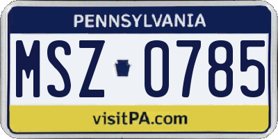 PA license plate MSZ0785