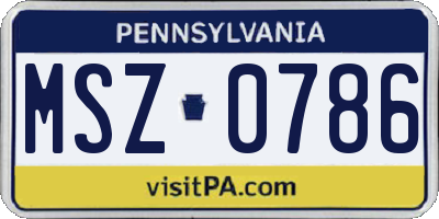 PA license plate MSZ0786