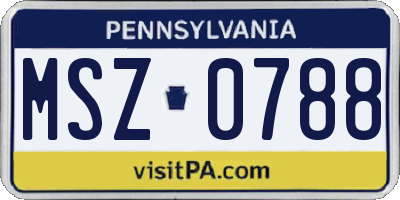 PA license plate MSZ0788