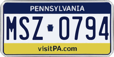 PA license plate MSZ0794