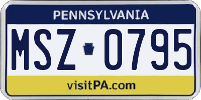 PA license plate MSZ0795