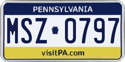 PA license plate MSZ0797