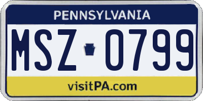 PA license plate MSZ0799