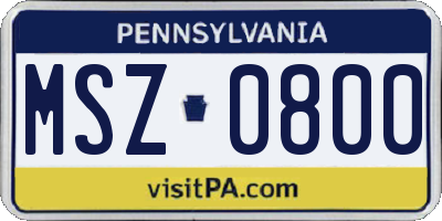 PA license plate MSZ0800