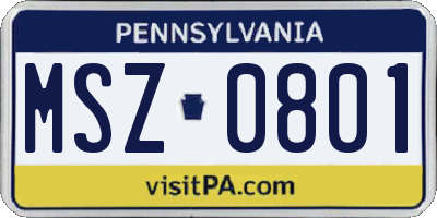 PA license plate MSZ0801