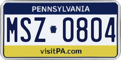 PA license plate MSZ0804