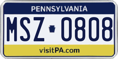 PA license plate MSZ0808