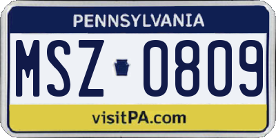 PA license plate MSZ0809