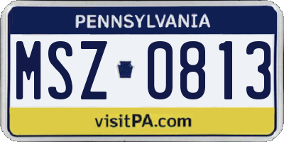 PA license plate MSZ0813