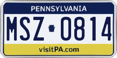 PA license plate MSZ0814