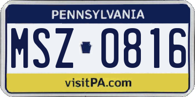 PA license plate MSZ0816