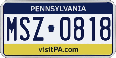 PA license plate MSZ0818