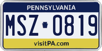 PA license plate MSZ0819