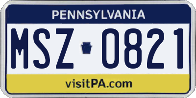PA license plate MSZ0821