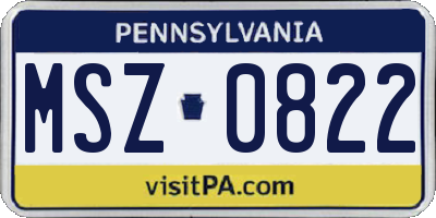 PA license plate MSZ0822