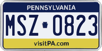 PA license plate MSZ0823