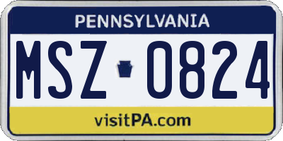 PA license plate MSZ0824