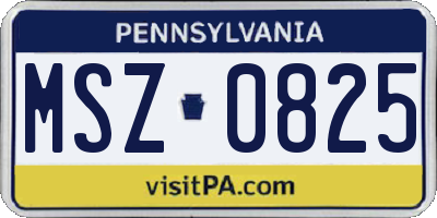 PA license plate MSZ0825