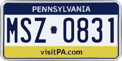 PA license plate MSZ0831