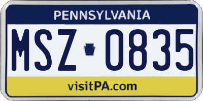 PA license plate MSZ0835
