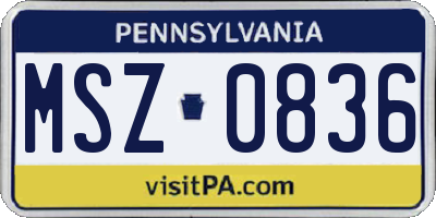PA license plate MSZ0836