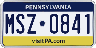 PA license plate MSZ0841