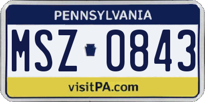 PA license plate MSZ0843