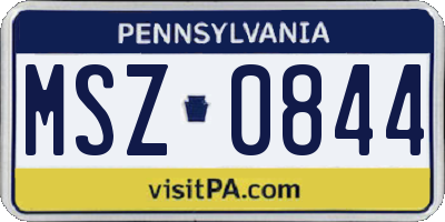 PA license plate MSZ0844