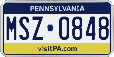 PA license plate MSZ0848