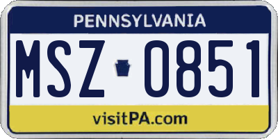 PA license plate MSZ0851