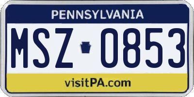 PA license plate MSZ0853