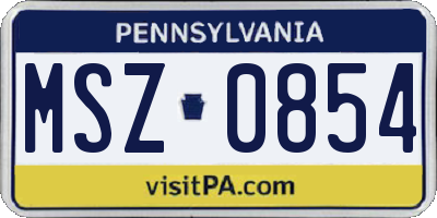 PA license plate MSZ0854