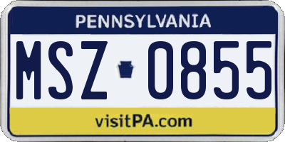 PA license plate MSZ0855