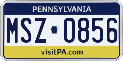 PA license plate MSZ0856