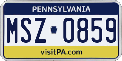PA license plate MSZ0859