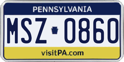 PA license plate MSZ0860
