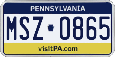 PA license plate MSZ0865