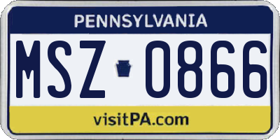 PA license plate MSZ0866