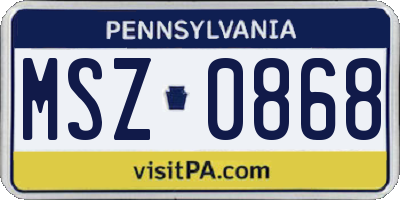 PA license plate MSZ0868