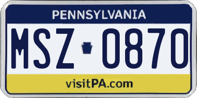 PA license plate MSZ0870